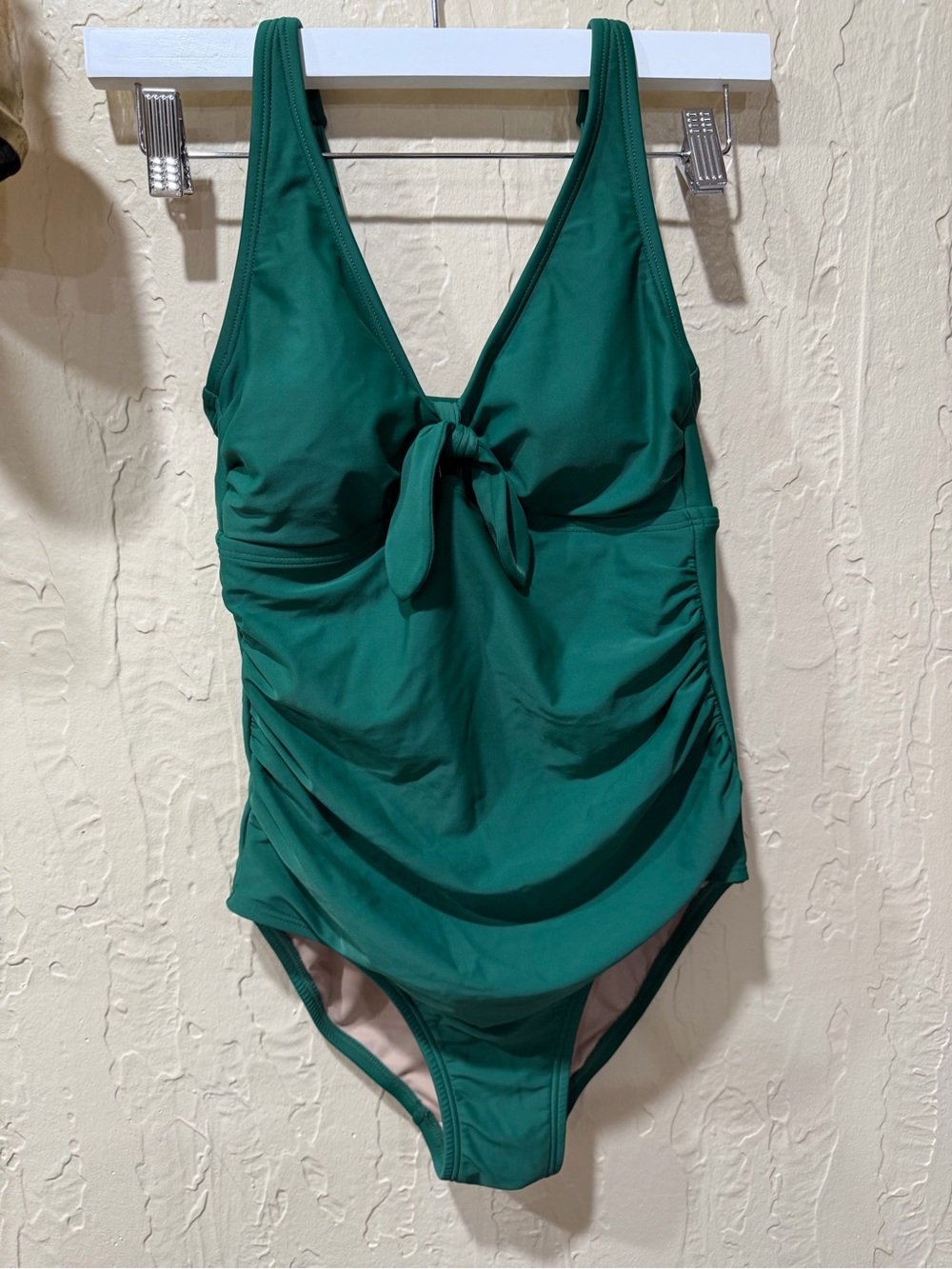 Kona Sol Deep Green One-Piece Swimsuit with Front Tie